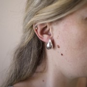 Pendientes gota redonda 24.5x15 mm en acrílico - Plateado x2