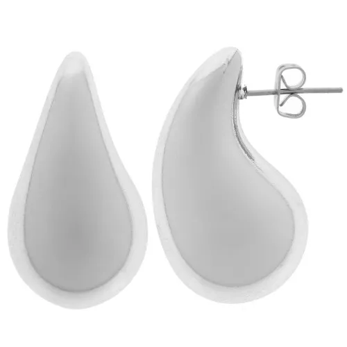 Pendientes acrílicos gota redonda 31x17 mm - Plateado x2