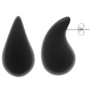 Pendientes acrílicos de gota abombada 31x17 mm - Negro x2