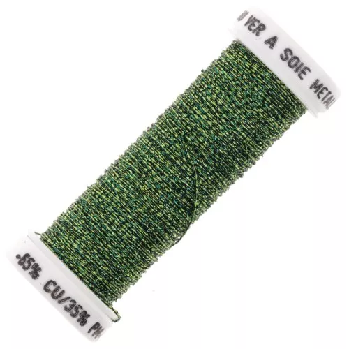 Hilo de bordar trenzado metálico 4 Silkworm - Verde botella (2540) x10m