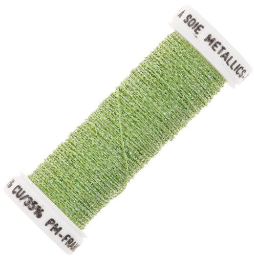 Hilo de bordar trenzado metalizado 4 Silkworm - Verde claro iridiscente (3625) x10m