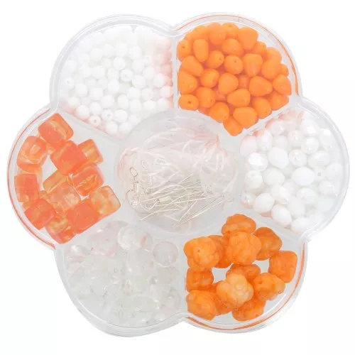 Juego de cuentas Preciosa con caja de flores y accesorios - Naranja - Blanco x1