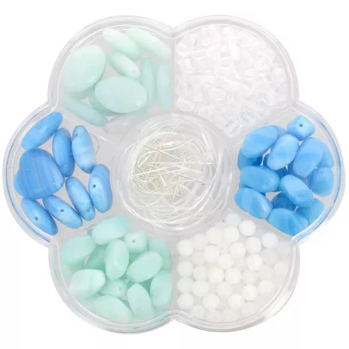 Juego de cuentas Preciosa con caja de flores y accesorios - Aqua - Cristal x1
