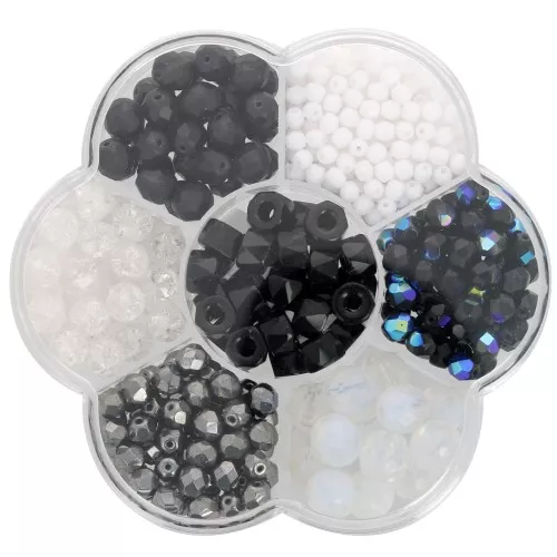 Preciosa Juego de cuentas de rocalla con florero - Negro - Blanco x1