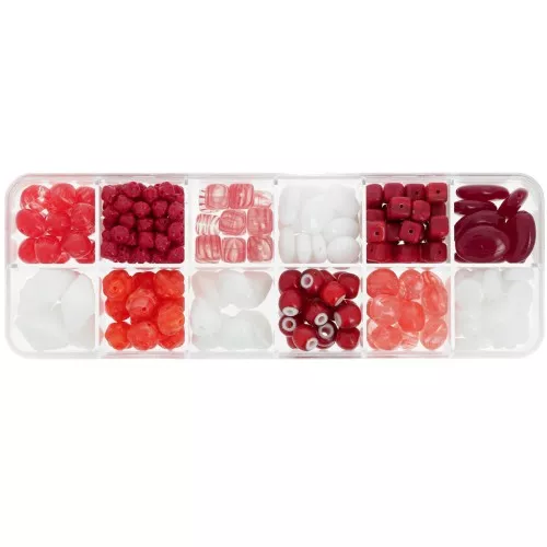 Preciosa Ornela surtido de cuentas - Rojo - Blanco x200g