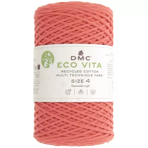 Bobina de cordón de algodón reciclado DMC 3 mm - Eco Vita 4 - Light corail x 200m