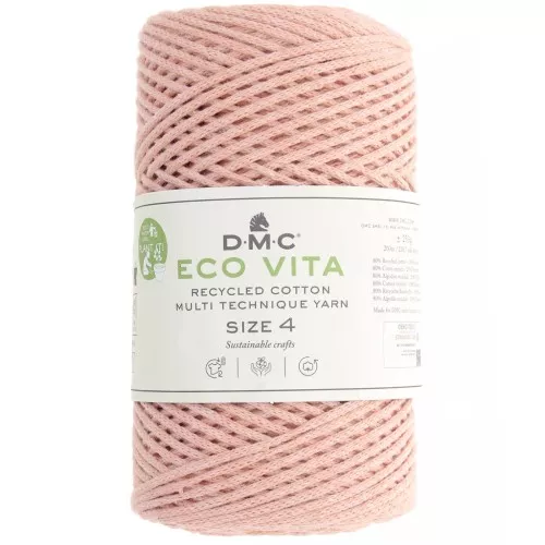 Bobina de cordón de algodón reciclado DMC 3 mm - Eco Vita 4 - Rosa salmón x 200m