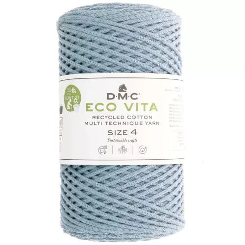 Bobina de cordón de algodón reciclado DMC 3 mm - Eco Vita 4 - Gris azul x 200m