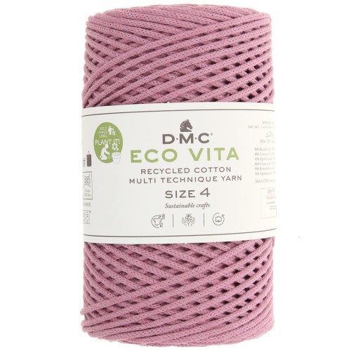 Bobina de cordón de algodón reciclado DMC 3 mm - Eco Vita 4 - Rosa viejo x 200m