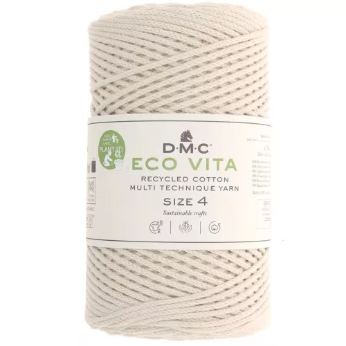 Bobina de cordón de algodón reciclado DMC 3 mm - Eco Vita 4 - Natural x 200m