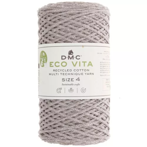 Bobina de cordón de algodón reciclado DMC 3 mm - Eco Vita 4 - Greige x 200m