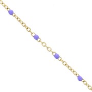 Cadena con cuentas de resina epoxi de 2 mm - Acero inoxidable 304 Dorado - Violeta x1m