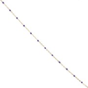 Cadena con cuentas de resina epoxi de 2 mm - Acero inoxidable 304 Gold - Morado oscuro x1m