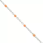 Cadena con perlas de resina epoxi de 2 mm - Acero inoxidable 304 - Naranja x1m