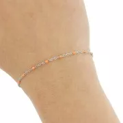 Cadena con perlas de resina epoxi de 2 mm - Acero inoxidable 304 - Naranja x1m