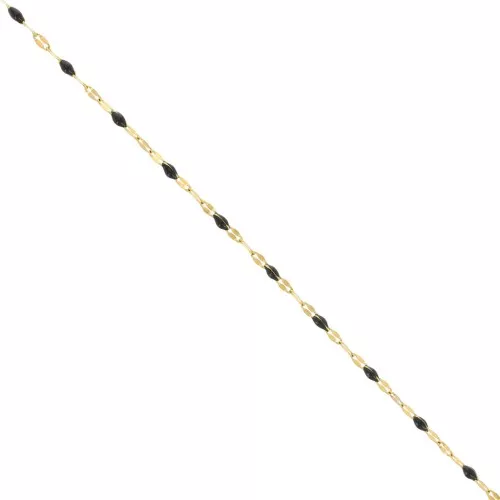 Cadena de malla fantasía y resina epoxi de 2 mm - Acero inoxidable dorado 304 - Negro x1m