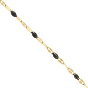 Cadena de malla fantasía y resina epoxi de 2 mm - Acero inoxidable dorado 304 - Negro x1m