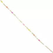Cadena de malla fantasía y resina epoxi 2 mm acero inoxidable 304 Dorado Rosa Naranja x1m
