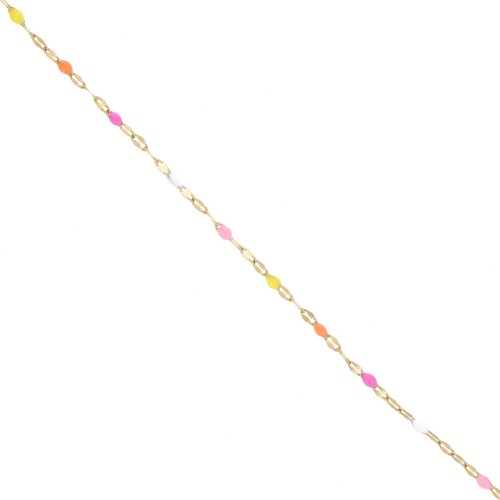 Cadena de malla fantasía y resina epoxi 2 mm acero inoxidable 304 Dorado Rosa Naranja x1m
