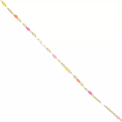 Cadena de malla fantasía y resina epoxi 2 mm acero inoxidable 304 Dorado Rosa Naranja x1m