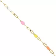 Cadena de malla fantasía y resina epoxi 2 mm acero inoxidable 304 Dorado Rosa Naranja x1m