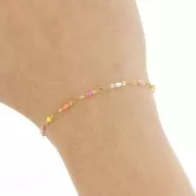 Cadena de malla fantasía y resina epoxi 2 mm acero inoxidable 304 Dorado Rosa Naranja x1m