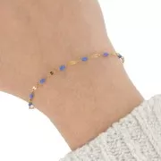 Cadena de malla fantasía y resina epoxi 2 mm 304 acero inoxidable - Azul real x1m