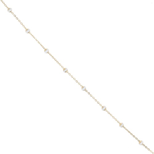 Cadena de malla Forçat y perlas epoxi de 3,4 mm - Acero inoxidable 304 - Blanco x1m