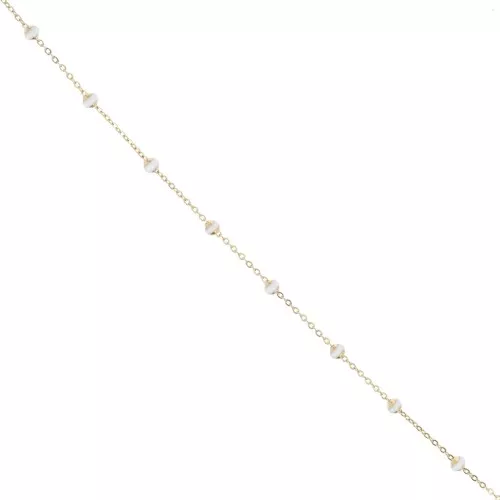 Cadena de malla Forçat y perlas epoxi de 3,4 mm - Acero inoxidable 304 - Blanco x1m
