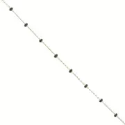 Cadena de malla Forçat y perlas epoxi de 3,4 mm - Acero inoxidable dorado 304 - Negro x1m