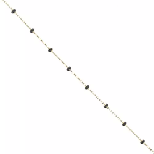 Cadena de malla Forçat y perlas epoxi de 3,4 mm - Acero inoxidable dorado 304 - Negro x1m