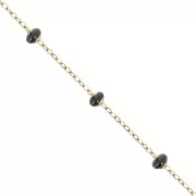 Cadena de malla Forçat y perlas epoxi de 3,4 mm - Acero inoxidable dorado 304 - Negro x1m