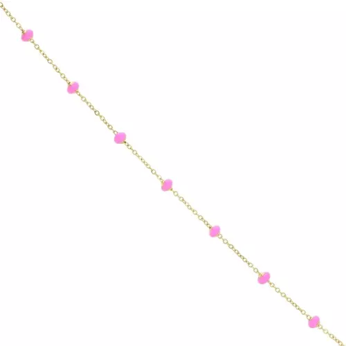 Cadena de malla Forçat y perlas epoxi de 3,4 mm - Acero inoxidable 304 Dorado - Rosa x1m