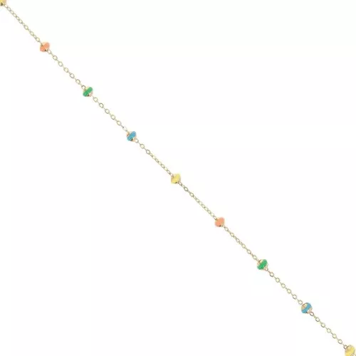 Cadena de malla Forçat y perlas epoxi de 3,4 mm - Acero inoxidable 304 Dorado - Multicolor x1m