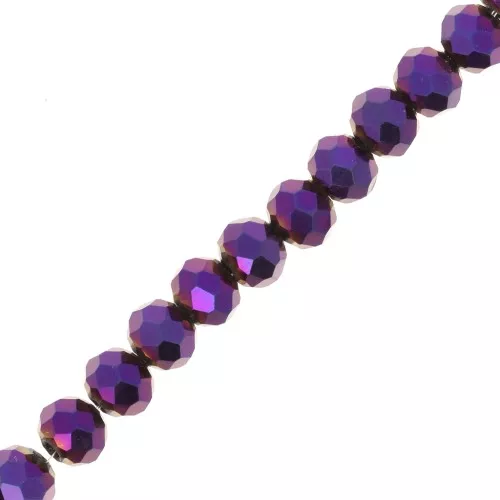 Cuentas facetadas redondas - aplanadas redondas - 6x5 mm Iris morado x42cm