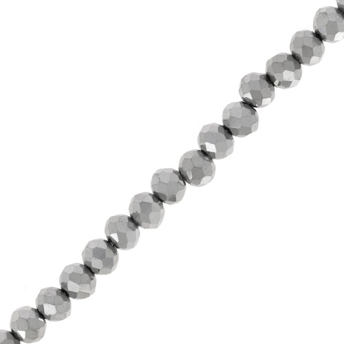Redondas planas facetadas 4x3 mm Crystal Silver Night x43cm