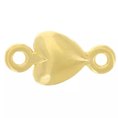Entrepiezas corazón 11x5,5 mm - Dorado con oro fino x5