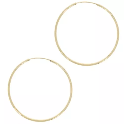 Pendientes de aro redondo de 41 mm - alambre de 1,5 mm - chapado en oro de 3 micras x2