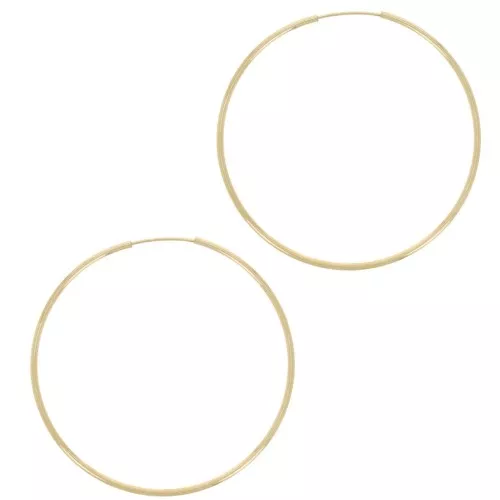 Pendientes de aro redondo de 52 mm - alambre de 1,5 mm - chapado en oro de 3 micras x2