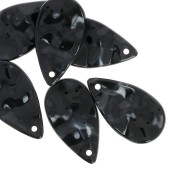 Colgantes gotas onduladas 30x17 mm - Negro jaspeado - Blanco x6
