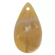 Colgantes gotas acrílicas onduladas 30x17 mm - Marrón jaspeado - Blanco x6