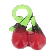 Charm de cristal de cereza 20x13 mm - Rojo - Verde x4|raw }}