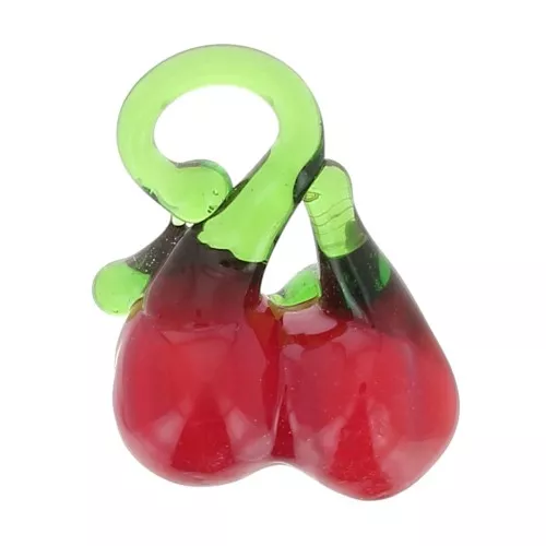Charm de cristal de cereza 20x13 mm - Rojo - Verde x4