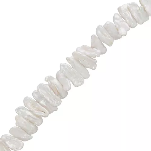 Perlas Biwa irregulares de agua dulce 17 mm a 23 mm - Grado AA Blanco iridiscente x6