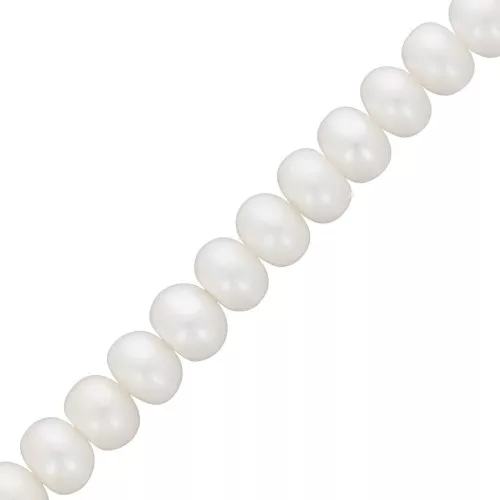 Perlas de agua dulce redondas aplanadas 8x6 mm - Grado AAA Blancas x4
