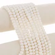 Perlas de agua dulce redondas aplanadas 8x6 mm - Grado AAA Blancas x4