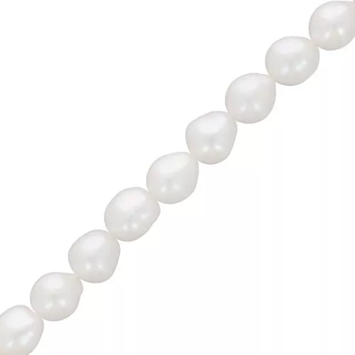 Perlas ovaladas irregulares de agua dulce 8x7 mm - Grado AAA Blancas x4