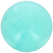 Cuentas redondas de 14 mm en resina opaca - Aguamarina jaspeada x6