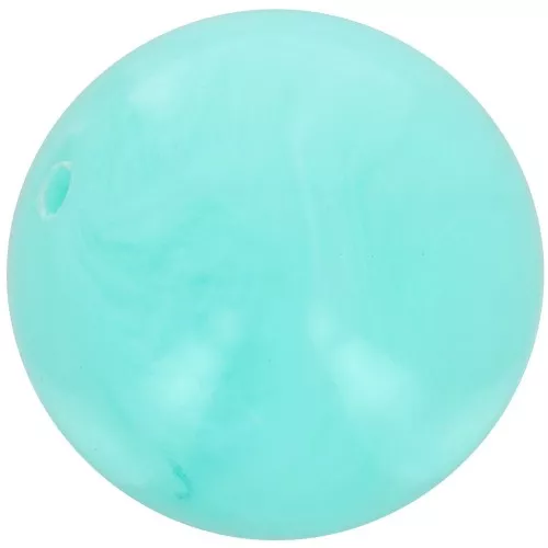 Cuentas redondas de 14 mm en resina opaca - Aguamarina jaspeada x6