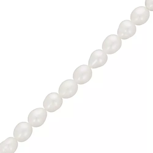 Perlas de agua dulce grano de arroz 5x4 mm - Grado AA - Blanco x36cm